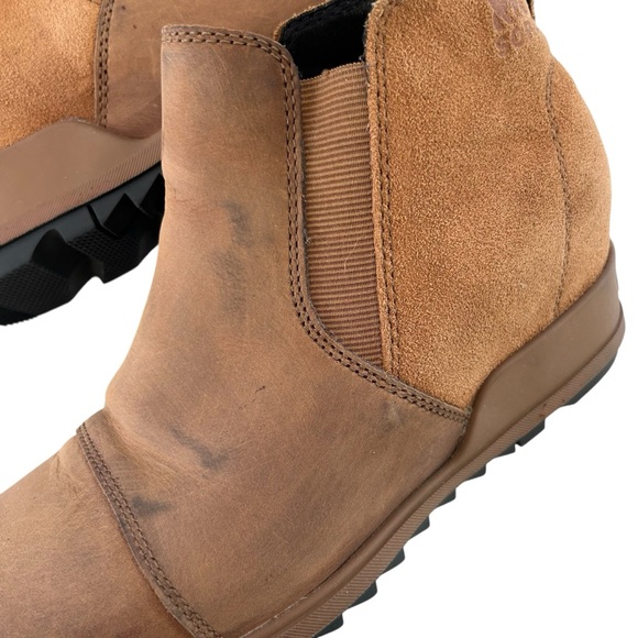 SOREL Evie II Chelsea Waterproof Brown-Tan Leather + Suede Ankle Boots 9 - Picture 9 of 12